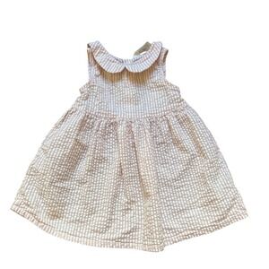 H&M Peter‎ Pan Collar Dress Kids Pink Excellent Striped Seersucker SIZE 2T